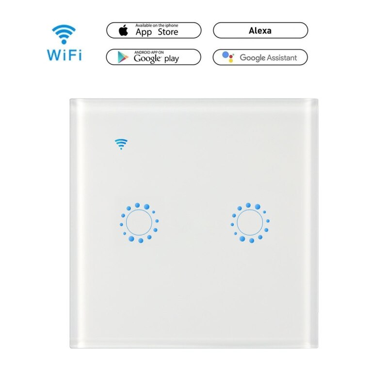 Touch Switch Smart Switch Panel Wall switch 1/2/3 Gang Wifi Light Switch US / EU Standard Work with Alexa Google Home