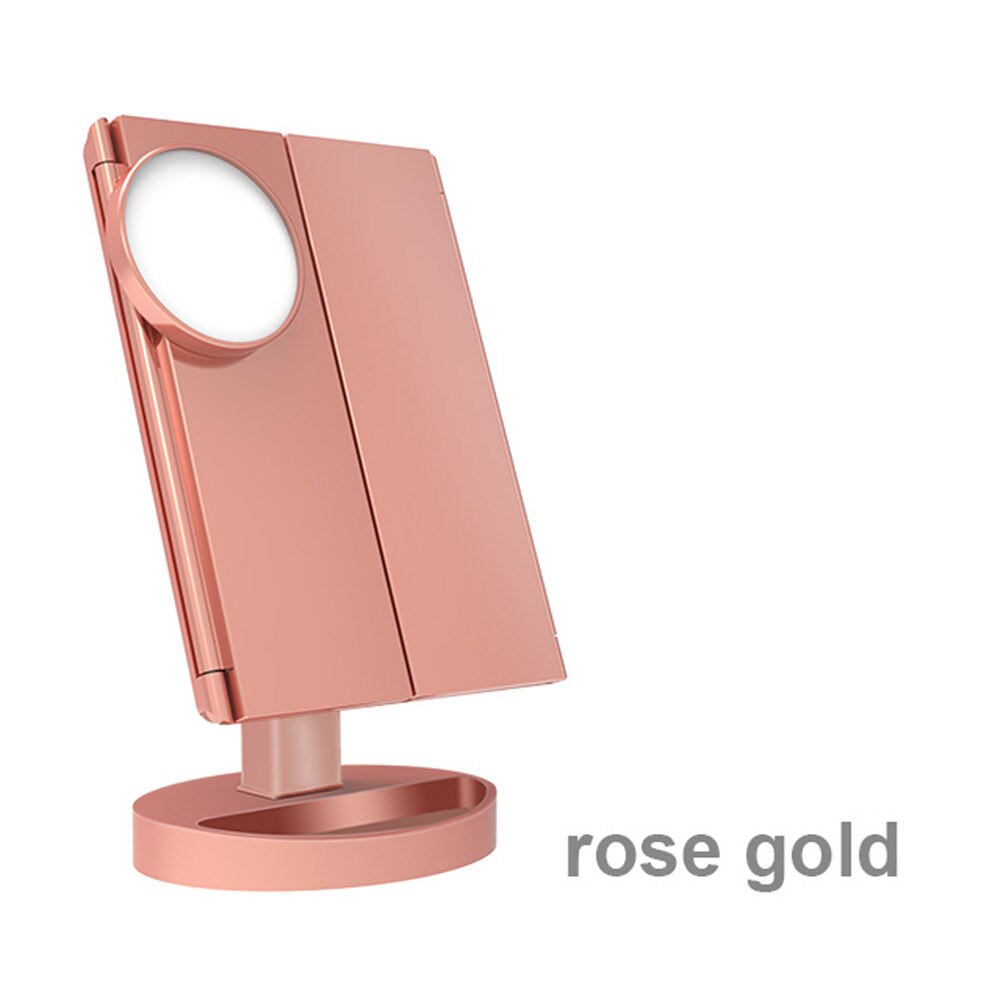 LED Touch Screen 22 Light Makeup Mirror Table Desktop Makeup 1X/2X/3X/10X Magnifying Mirrors Vanity 3 Folding Adjustable Mirror: Gold