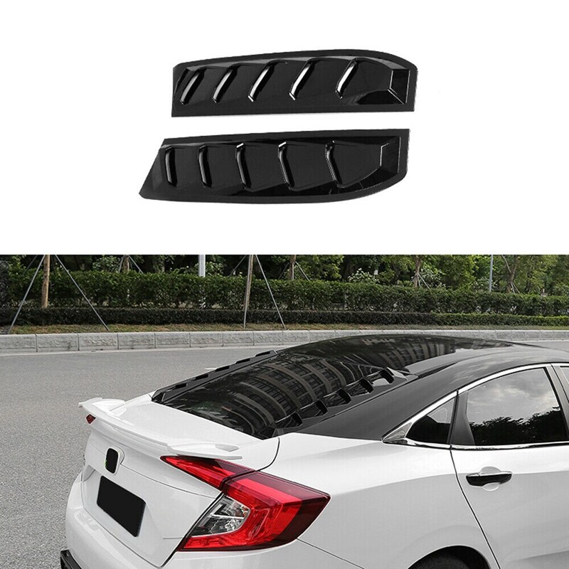Car ABS Window Louvers Shutters Cover for Honda Civic Sedan: glossy black
