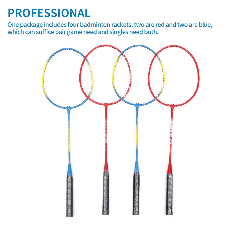 4 Stuks Professionele Badminton Rackets Set Familie Dubbele Badminton Racket Titanium Legering Lichtste Spelen Badminton Draagbare