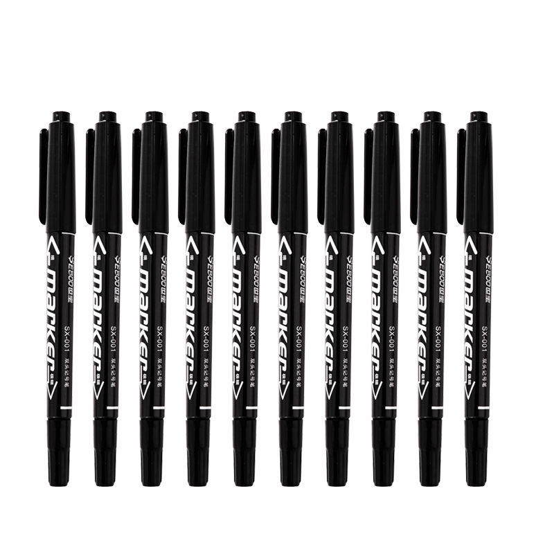 Rotuladores de arte permanentes de doble punta, punta fina, impermeables, aceitosos, tinta negra, roja, azul, pintura, suministros escolares y de oficina, 10 Uds.: Blanco