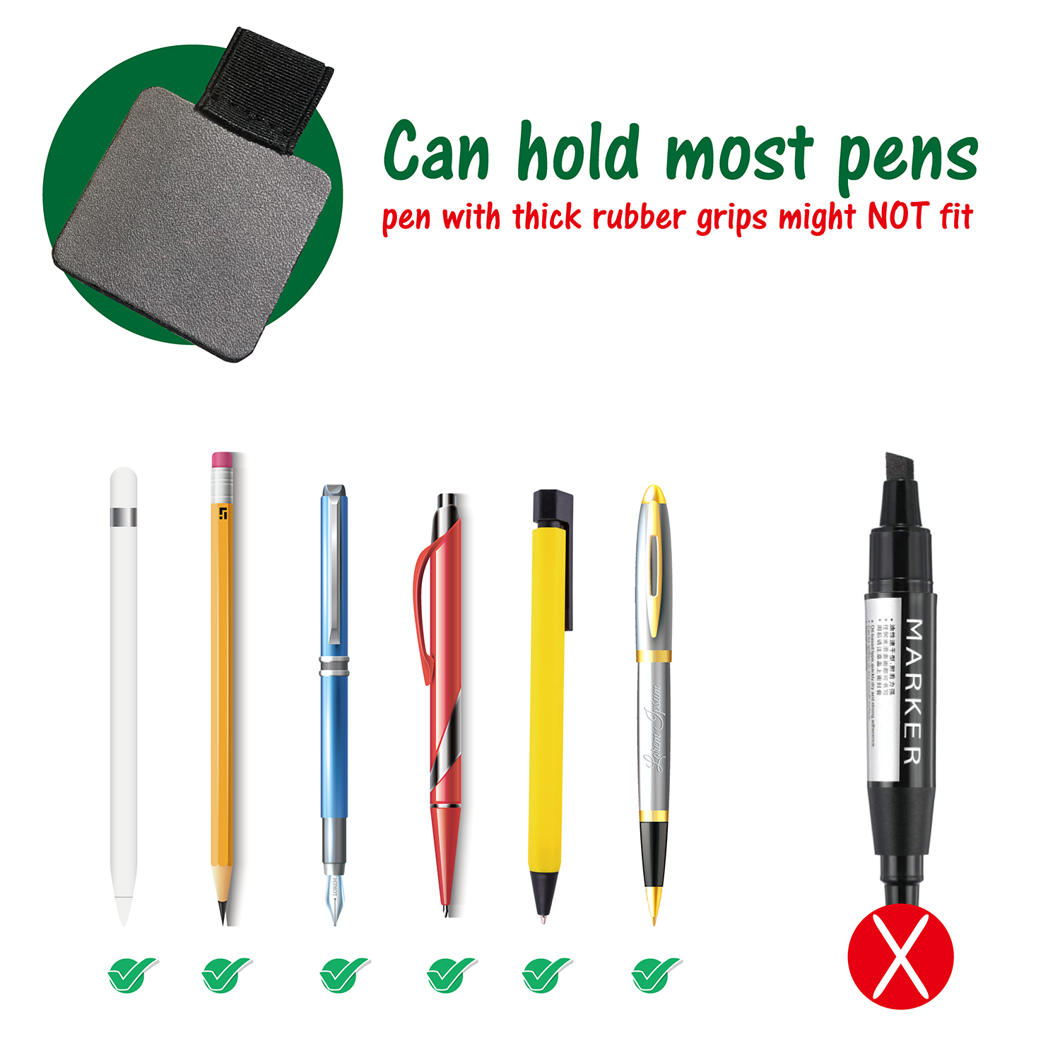 Porte-stylo élastique auto-adhésif en cuir PU, 10 paquets, crayon à Clip pour cahiers, journaux, planificateurs