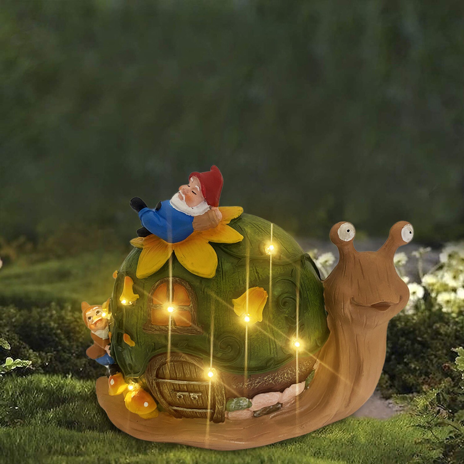 40# Dwarf Resin Ornament Garden Dwarf Statue With Solar Led Light Paques Garden Decoration Outdoor Sculptures Пасхальный Декор: E