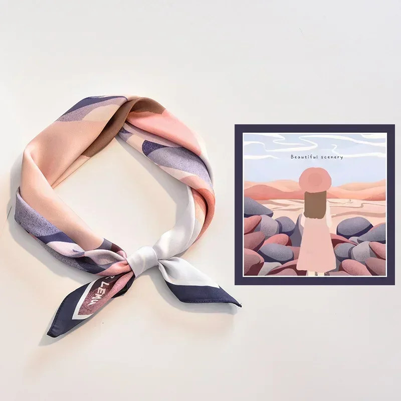 Sciarpe di seta estive per donna Bellissimo modello Foulard al tatto liscio Sciarpa di seta con protezione solare estiva: marrone