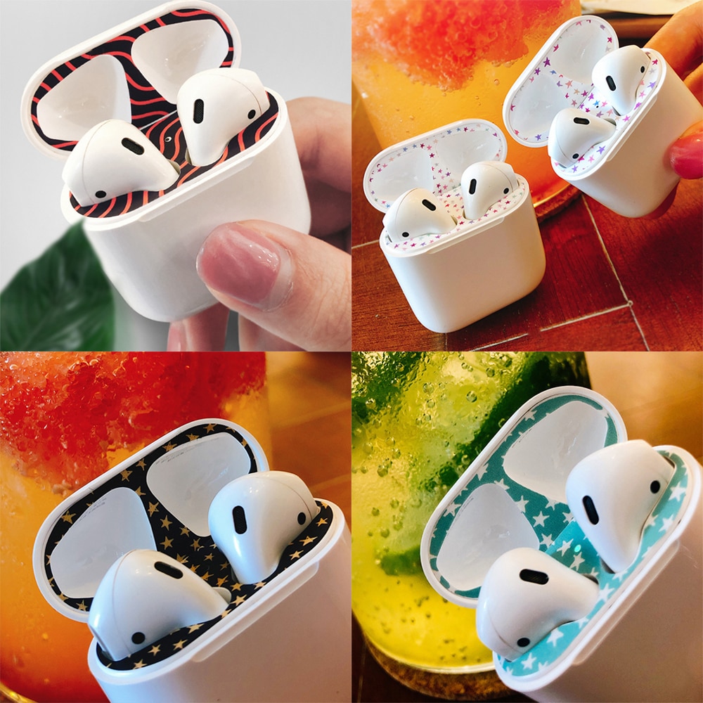 2x Ultra Thin Dust-proof Cover Film Protective Sticker Skin Dust Guard Stickers For Apple Airpods Earphones Charging Box