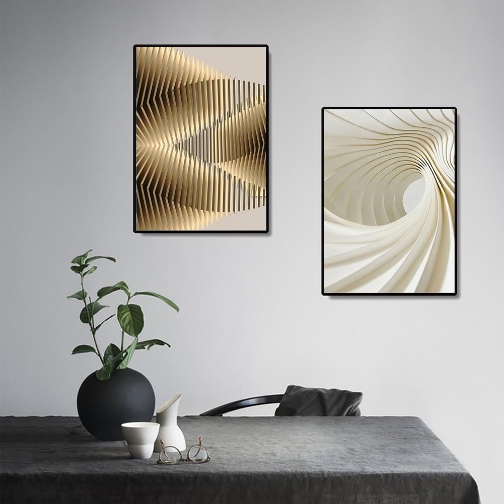 Long Lasting Rectangle Abstract Golden Line Wall Poster Ornament for Office