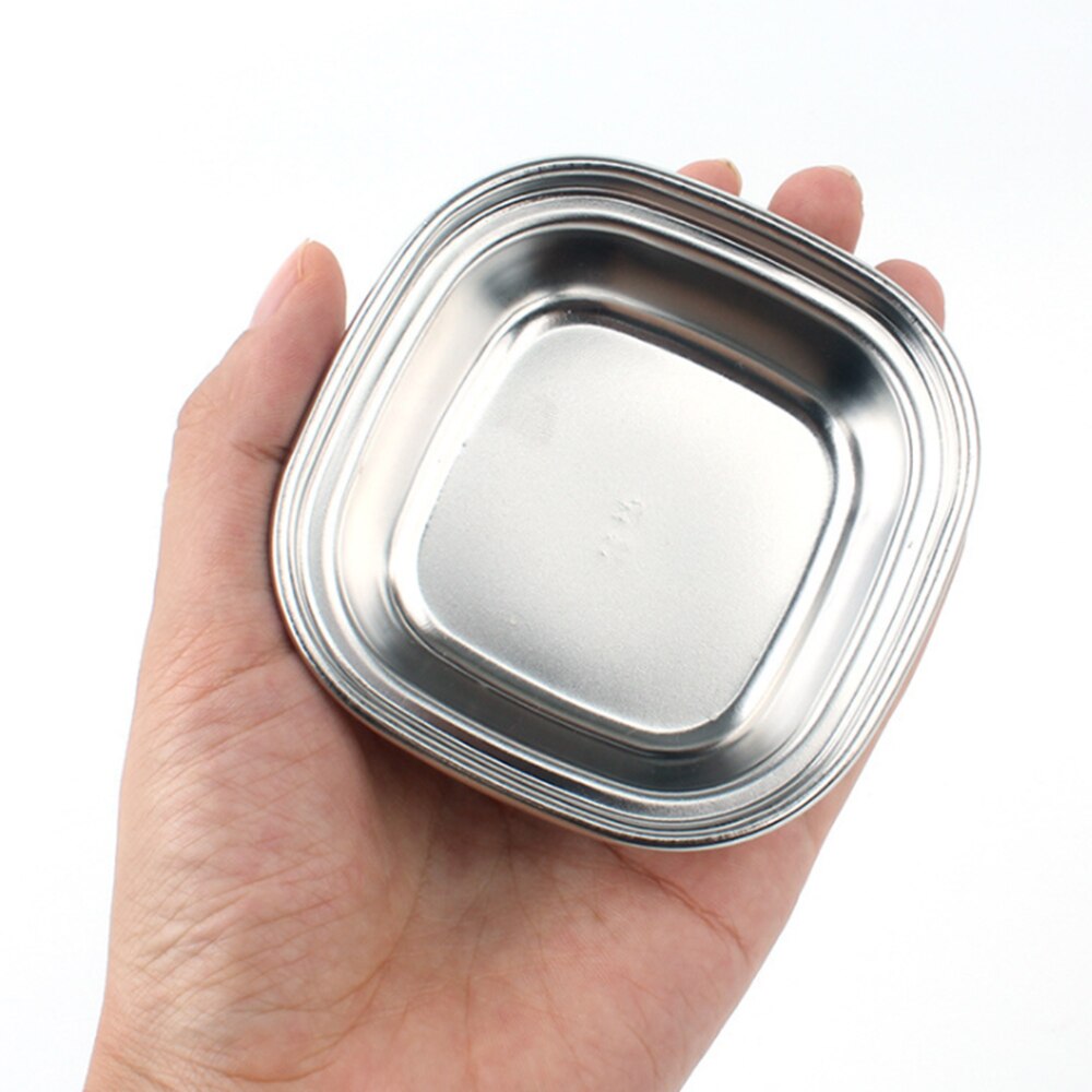 1 / 2/ 3 / 4 grids Stainless steel seasoning dish multi-grid barbecue dipping dish divided bbq condiment bowl soy sauce vinegar