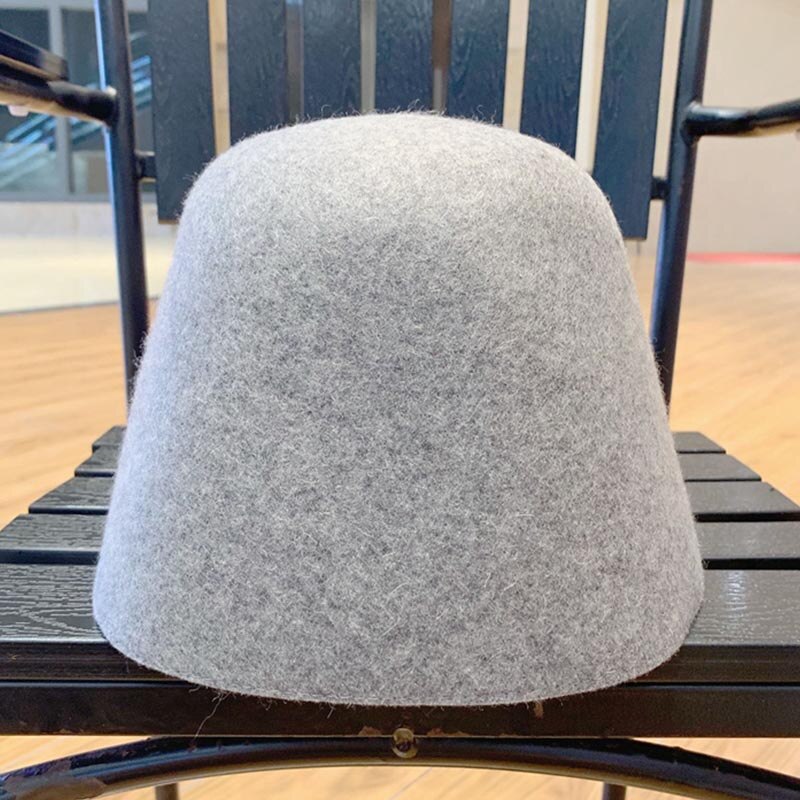 Jednolity kolor Slouchy ciepłe czapki damskie 100% wełna schludny rondo czapka zimowa czapka filcowa stożek kaptur modniarstwo Fascinators blok baza: lekki szary