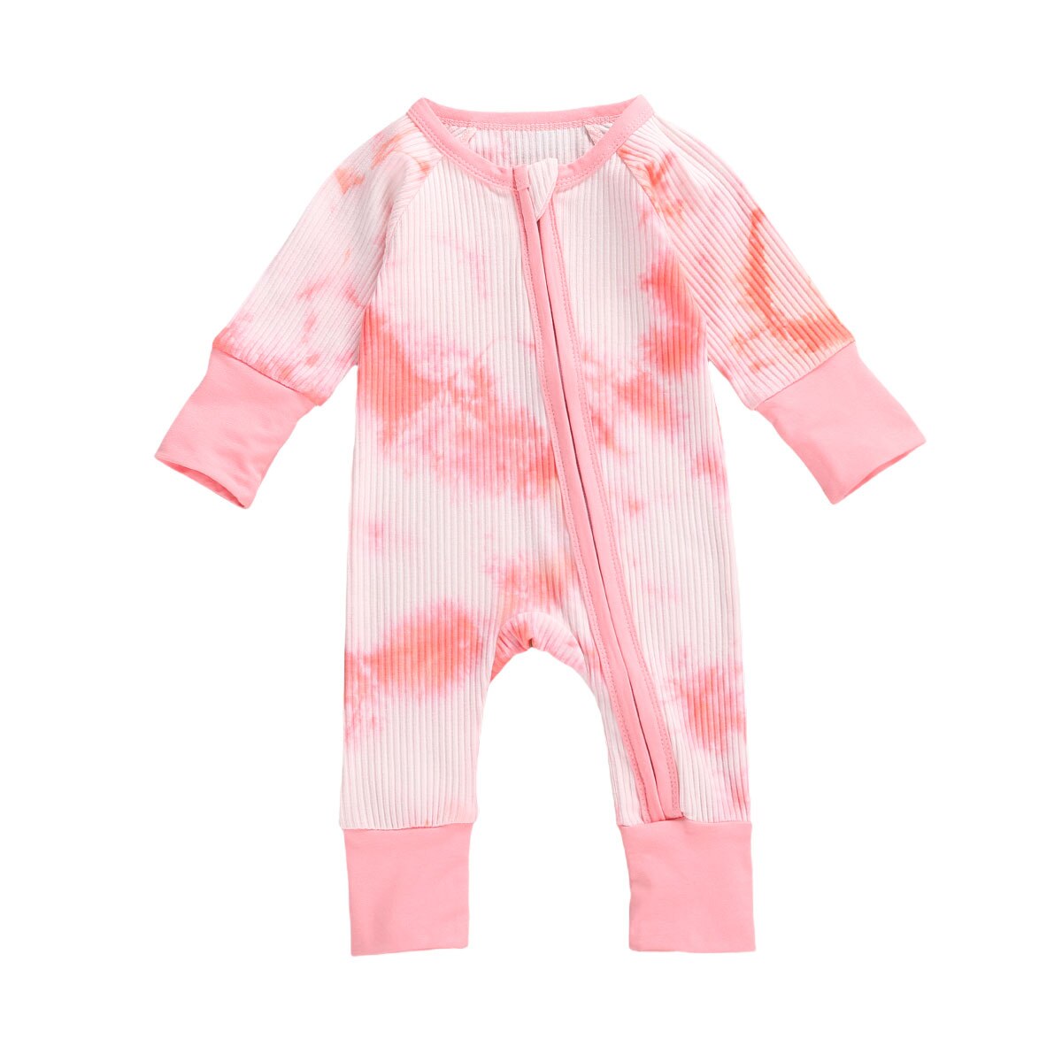 Tie Dye 0-24M Bebê Romper Manga Longa Com Zíper Kintting Suave Terno Macacão Para Bebê Menino Menina Outono roupas: A / 24 m