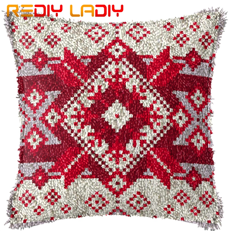 Spärrkroksatser gör din egen kudde mandala blomma tryckt canvas virkat kuddfodral spärrkrok kuddfodral hobby & hantverk: Bz388