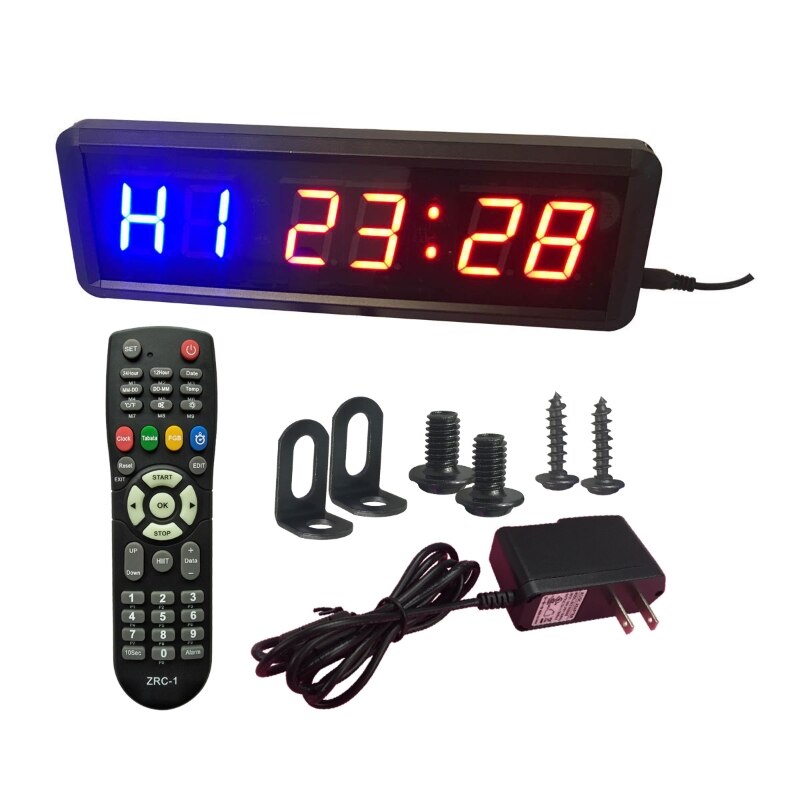 Cronometro Timer da palestra con telecomando per allenamento Fitness in palestra orologio Timer a intervallo ideale con staffe per montaggio a parete trasporto di goccia: -2-US