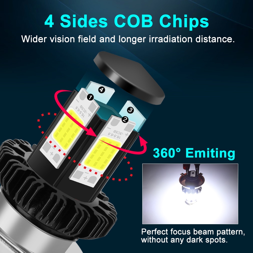 H4 H6 BA20D Led Motorfiets Koplamp Lampen Cob Led Moto 1200LM Hi Lo Lamp Scooter Atv Accessoires Mistlampen
