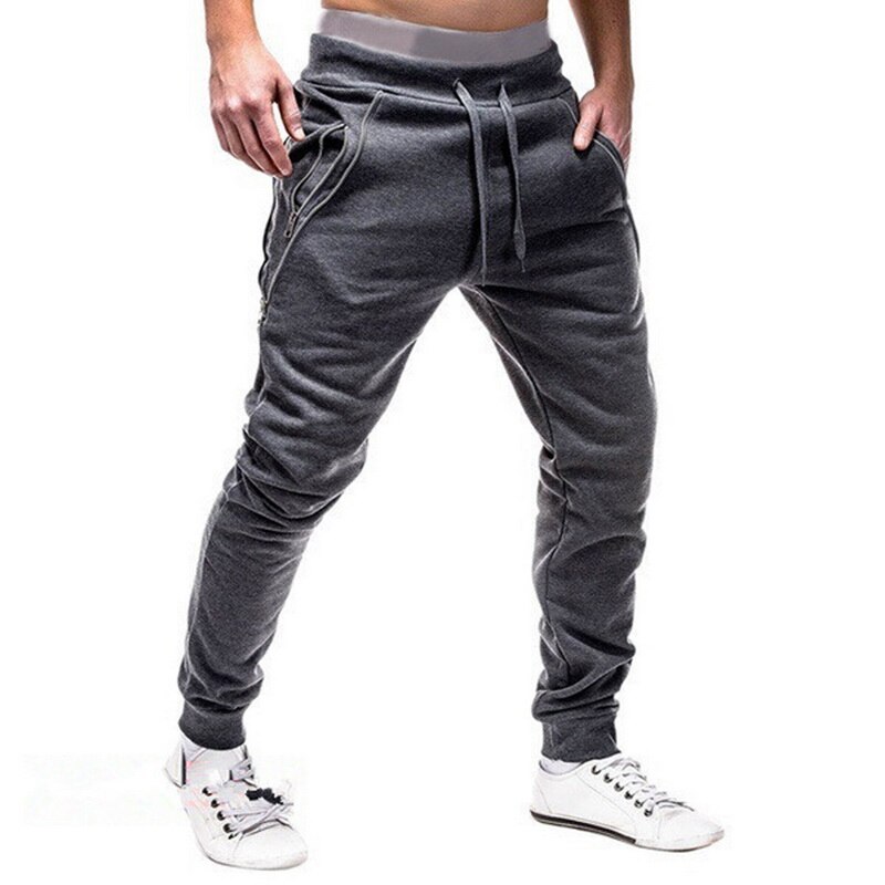 Vertieve heren open onderkant hardloopbroek trekkoord fitness sport comfortabele casual ritszak joggingbroek: 2 / M