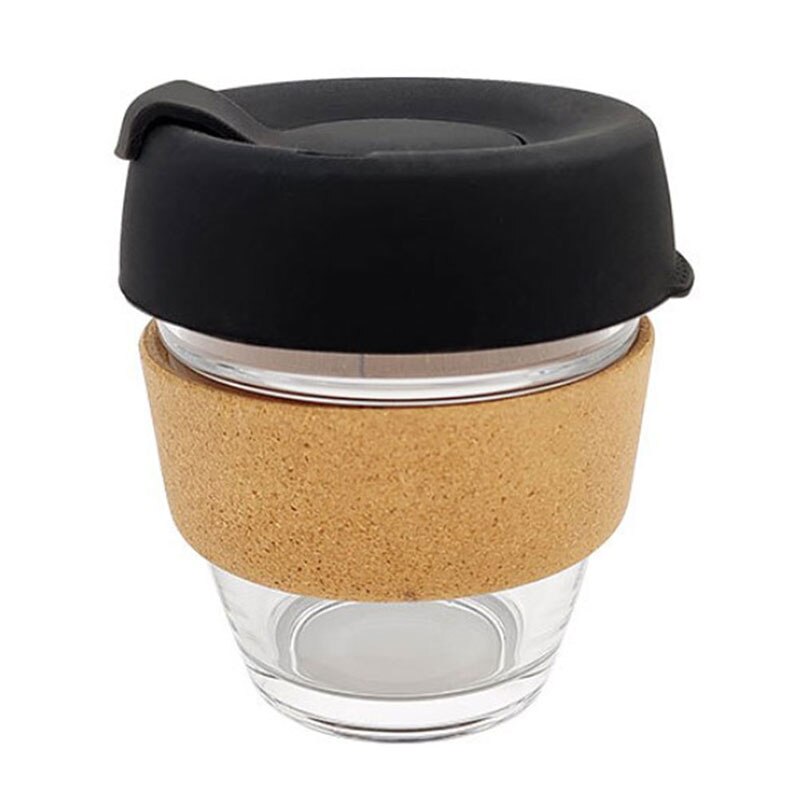 Reise glass krus kaffekopp varmebestandig glass kopp bil vann melk kopp isolasjon sklisikkert deksel glass sett 340ml: Svart