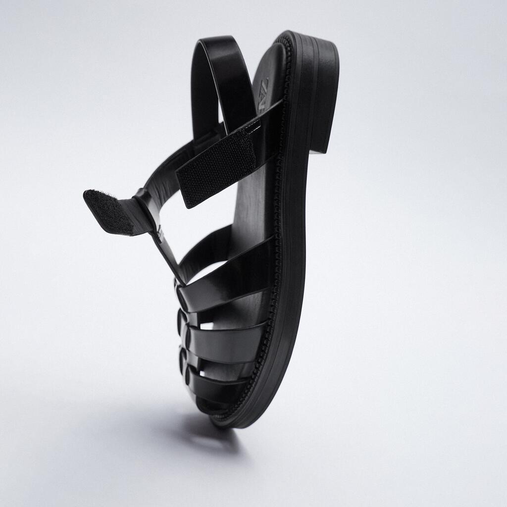 Meotina Vrouwen Sandalen Gladiator Schoenen Ronde Teen Platte Sandalen T-Strap Dames Schoeisel Zwart 40