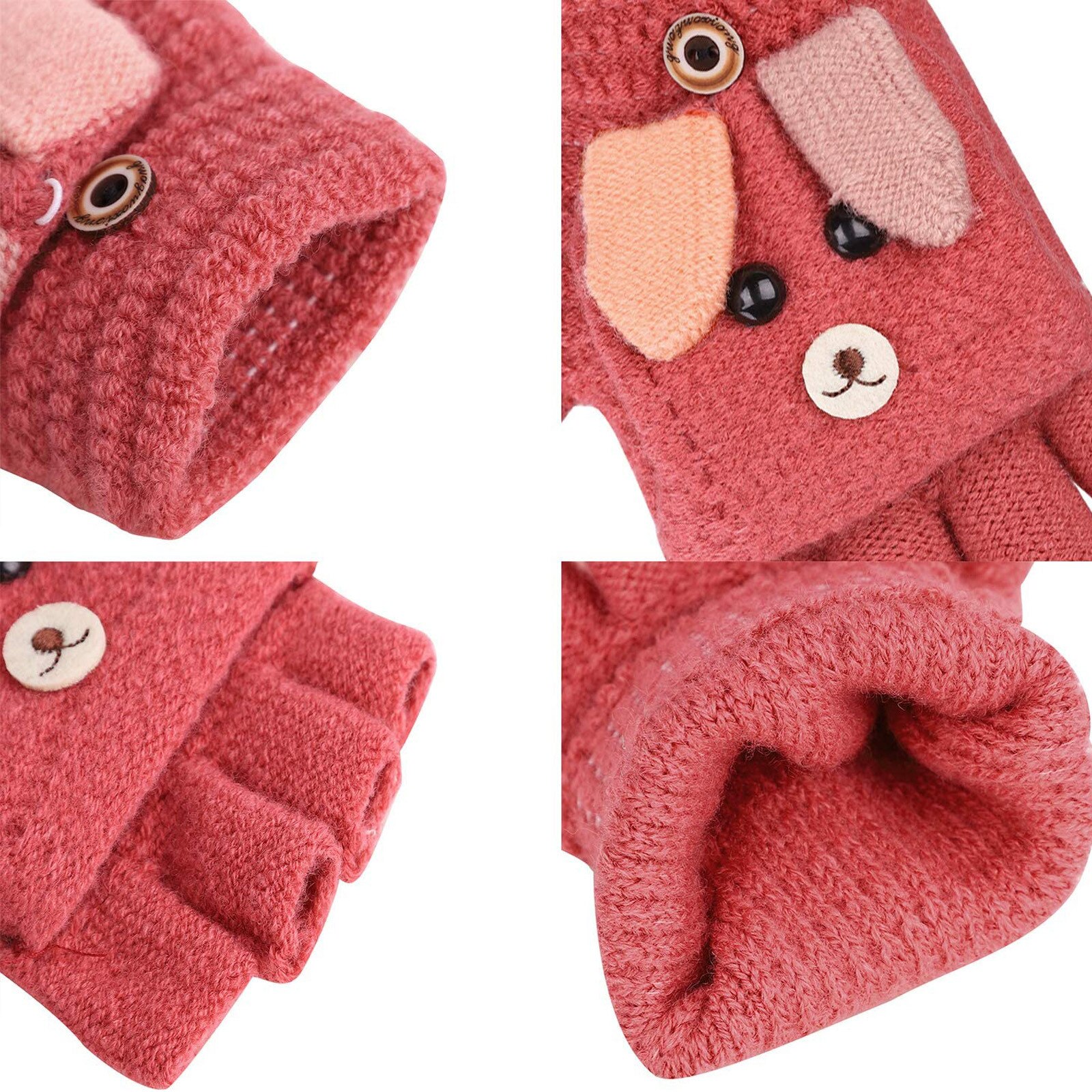 Hotest freundlicher Junge Mädchen Nette Fünf-Gefingert Samt Karikatur Jungen Mädchen Warme Gestrickte Handschuhe Handschuhe