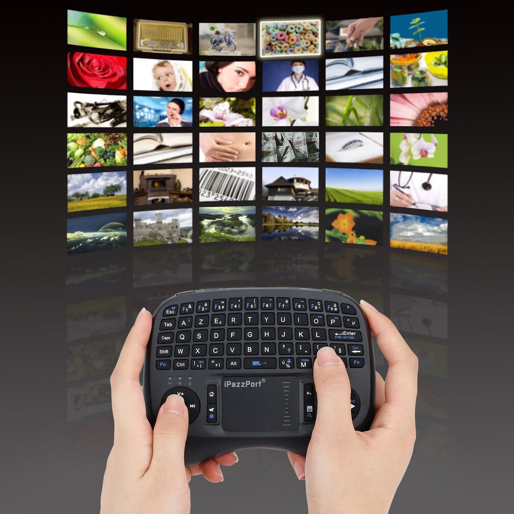 2.4GHz Mini clavier QWERTY sans fil avec rétro-éclairage pour bureau/ordinateur portable double souris USB récepteur Plug and Play 4 langues