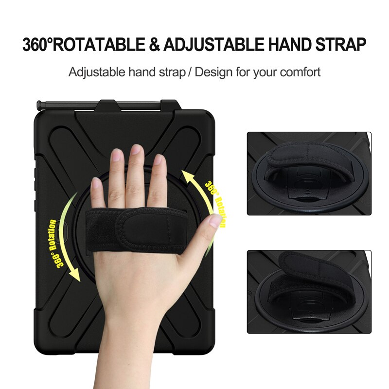 Case For Samsung Galaxy Tab Active Pro 10.1 SM-T540 SM-T545 Heavy Duty Rugged Protection Cover with Kickstand Hand+Neck Strap
