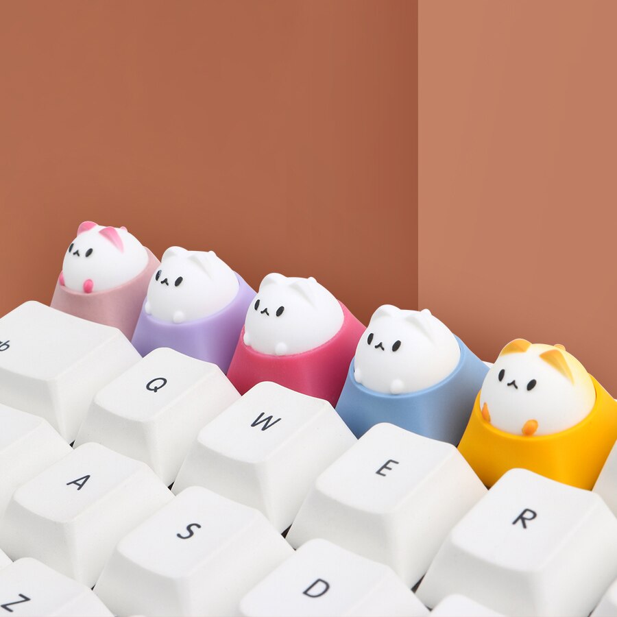Keycap Hammer Bubble Cat Artisan, Compatible con interruptores Cherry MX, negro, amarillo, verde, azul, rojo, rosa, para teclados mecánicos