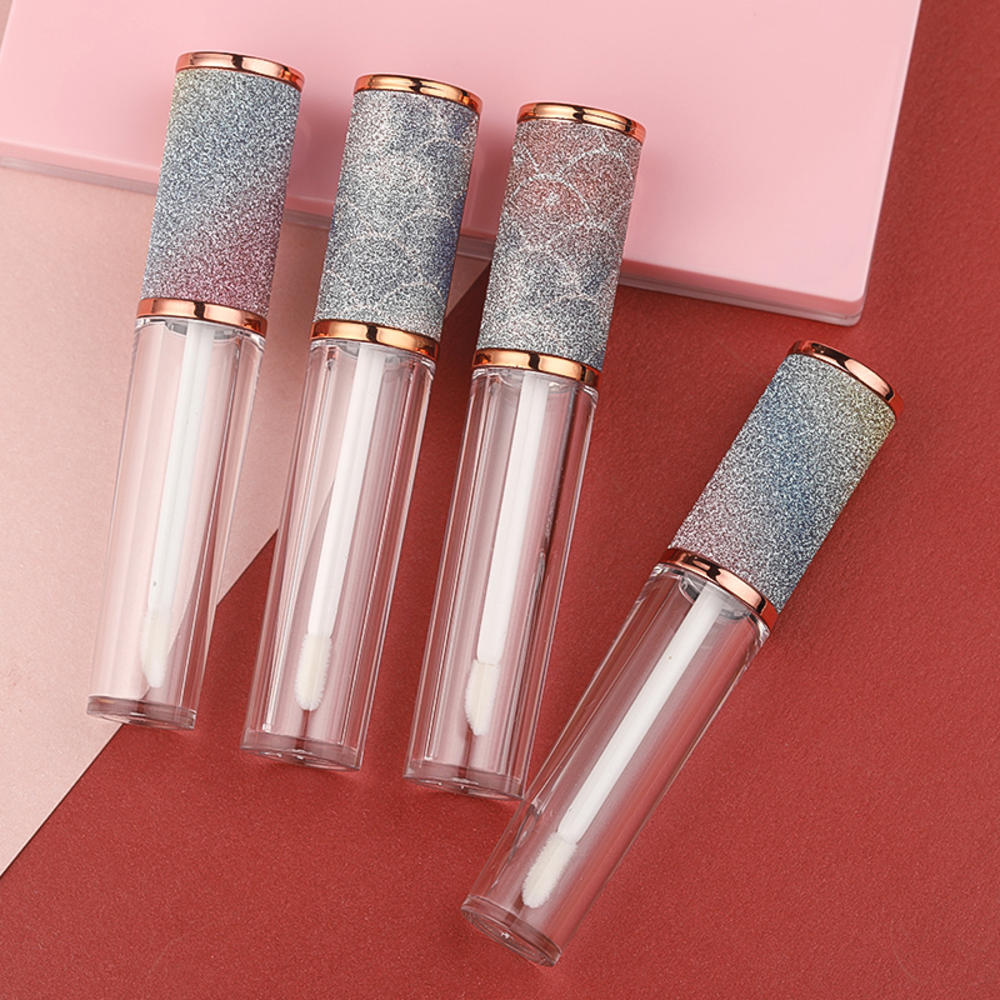 6ml regnbue fargerik diamanthette tom klar lipgloss tube med tryllestav tom leppestift tube verktøy kosmetiske emballasjebeholdere