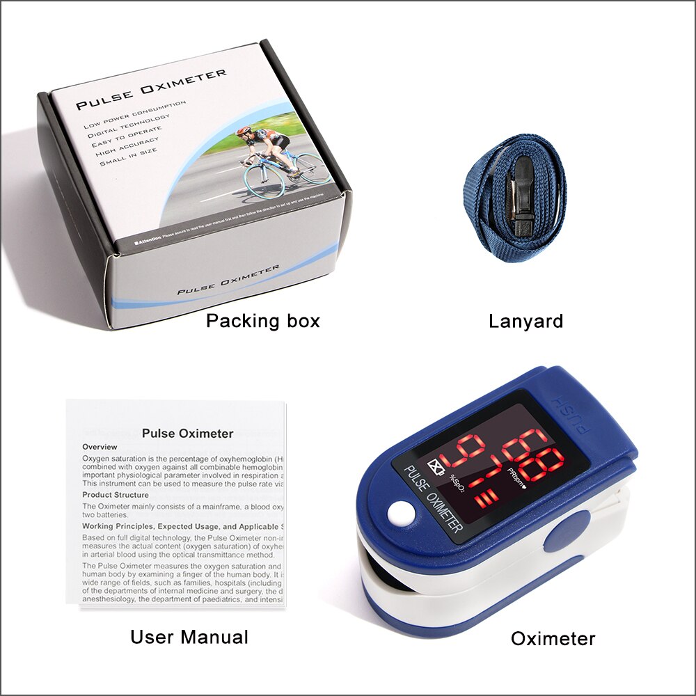In Stocks Finger Pulse Oximeter Blood Oxygen Saturation meter Fingertip Pulsoximeter SPO2, PR, PI Monitor Oximetro dedo Oximeter