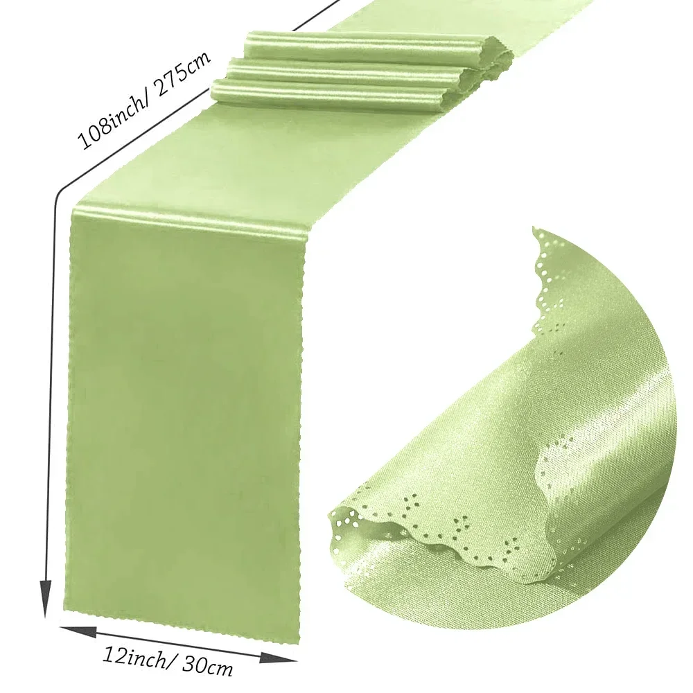 30 cm x 275cm(12*108 tum) bröllops satinbordlöpare sidenband bordsflaggor för banketter fest ljus matbordsdekoration: Ljusgrön