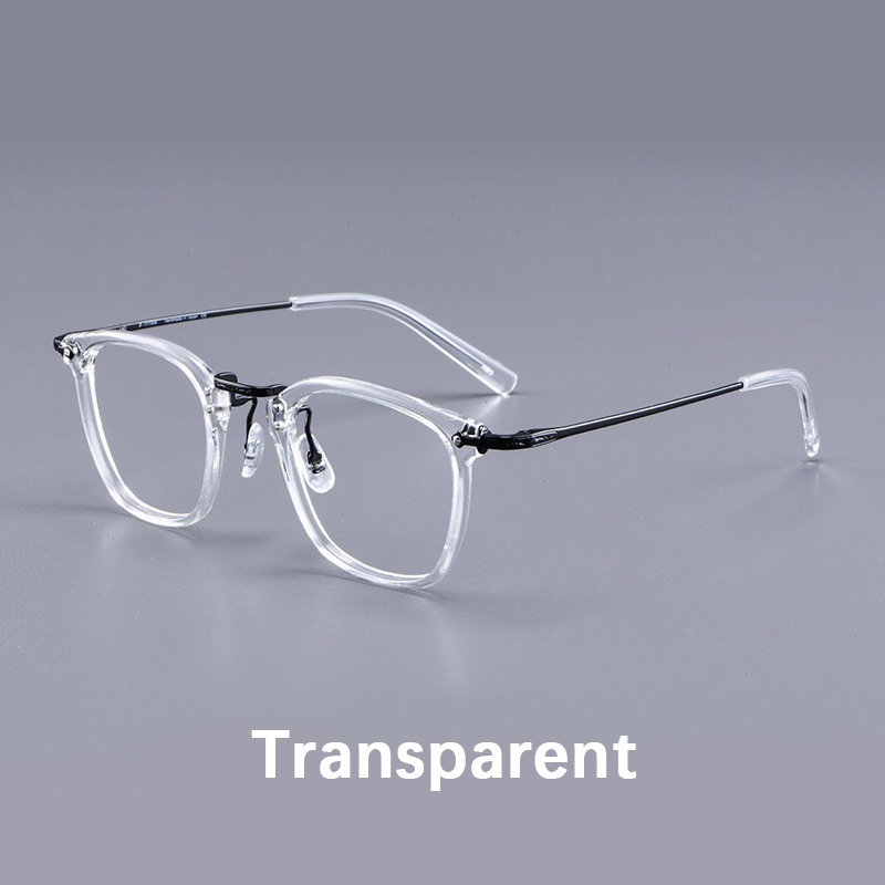 2024 Japan Luxe Puur Titanium Rechthoekig Frame Brillen Man Zakelijke Stijl Acetaat Vierkante Bijziendheid Lenzen Bril: Bruin / Goud