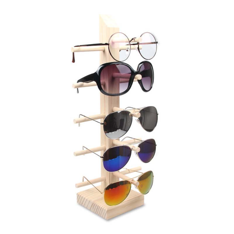 Hunyoo solbriller briller træ display stativer hylde glas display vise stativ holder stativ muligheder naturligt materiale: 5