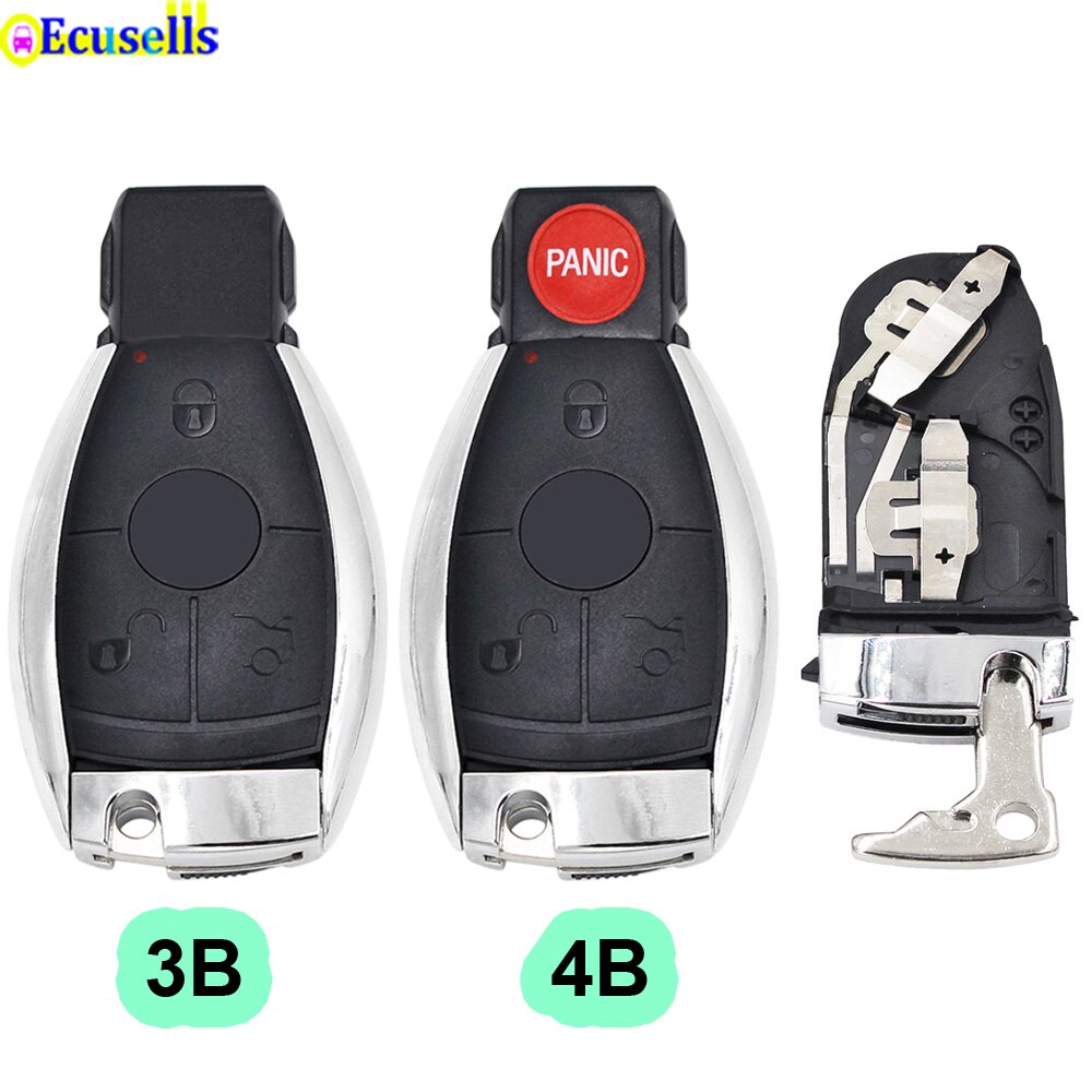 3/4 Button Smart Key Shell for Mercedes Benz W211 A C E G S R SL ML GML CL GL CLS CLA CLK SLK GLK with Battery Holder Small Key