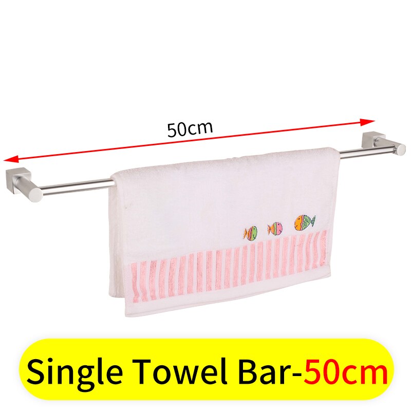 Porte-serviettes Double en aluminium | Porte-serviettes de toilette, porte-serviettes mural, accessoires de salle de bain, porte-serviettes, étagère de rangement: Single-50cm