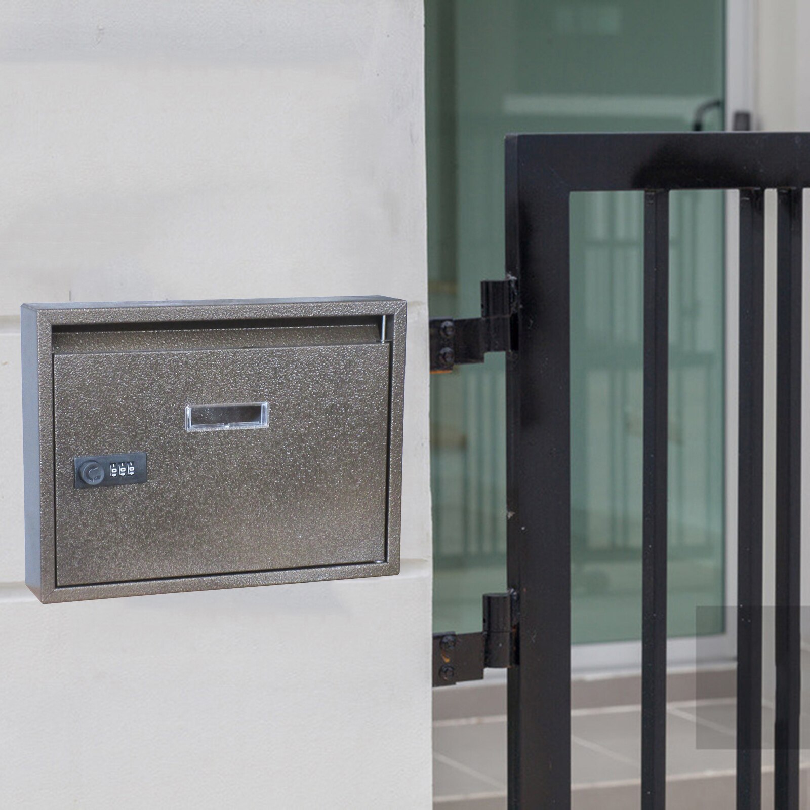 Wall Mount Post Box Home Front Door Yard Decor, Outdoor Lock Mail Box Envelope Newspaper Box for Office