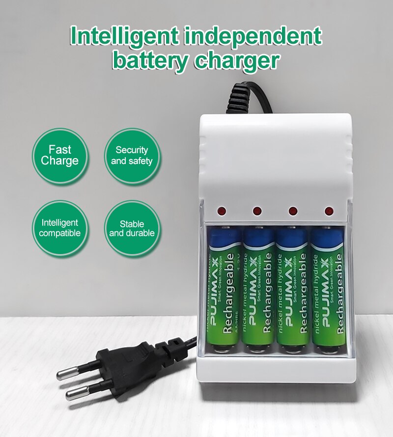 VOXLINK Battery Charger 4slots With EU cable For AA/AAA Rechargeable Batteries Charger For remote control microphone camera