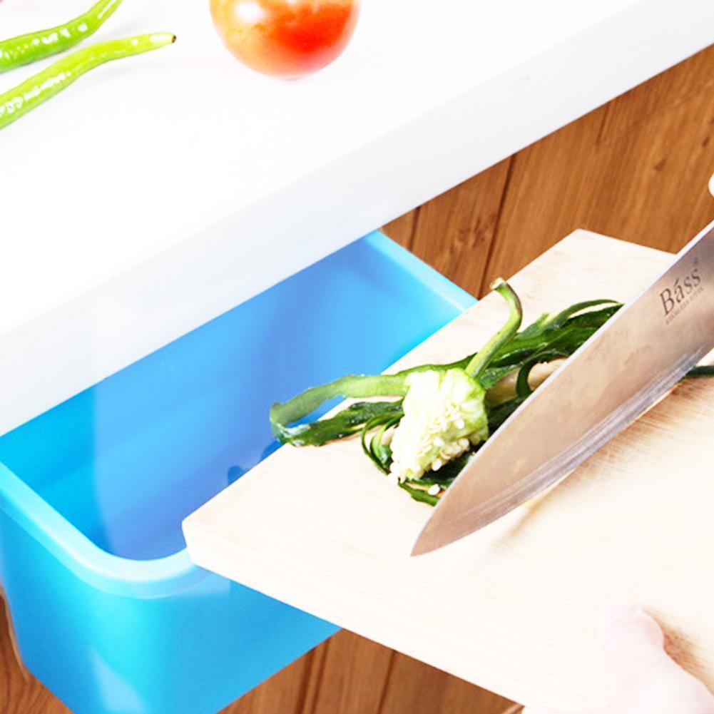 Hanging Trash Can In Kitchen Desktop Cabinet Storage Dustbin Bucket Rubbish Garbage Door Bin Trash Plastic Can C0X2