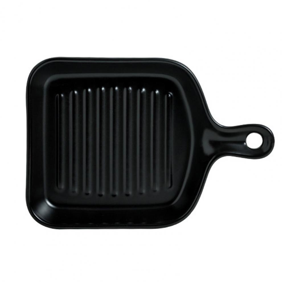 Food Plate Non-stick Heat-insulated Ceramic Kitchen Cooking Plates Anti-slip Handle Cooking Space-saving Baking Wide Application: black