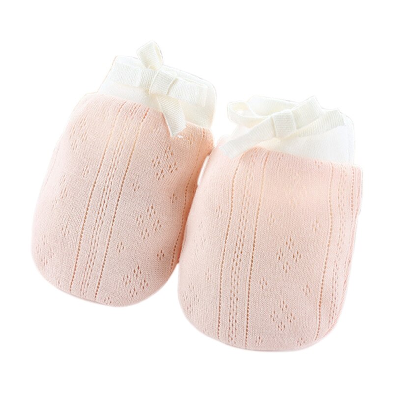 Neugeborenen Baby Jungen Handschuhe Mädchen Solid Print Hohl Anti Scratch Schutz Fäustlinge Weiche Seil Handschuhe