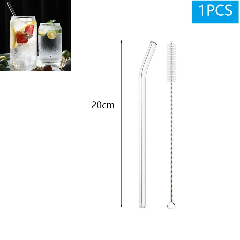 Paille en verre pour Smoothie réutilisable, pailles à boire transparentes pour Smoothie, Milkshakes, paille à boissons , 1 à 10 pièces: green