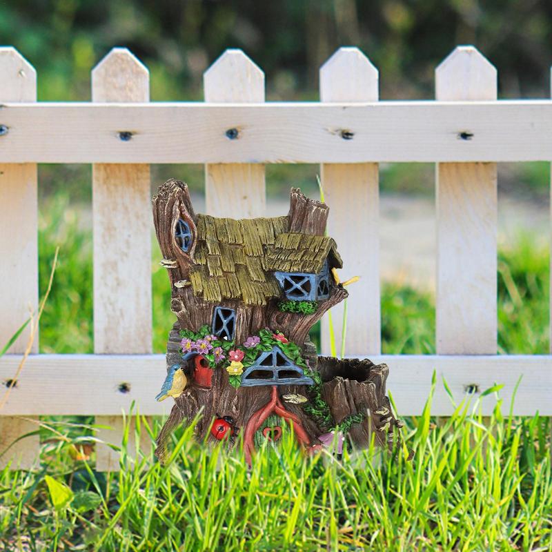 Sprookjesachtige Tuinhuis Hout Miniatuur Raam En Deur Decoratie Voor Boomkunst Sculptuur Tuin Decor Voor Veranda Muur Woonkamer