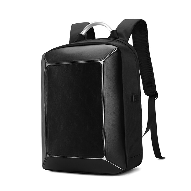 Laptop rygsæk 15.6 tommer usb-opladning nylon vandtæt taske mænd tyverisikring rygsæk forretning rejsetaske skoletaske til dreng: Sort