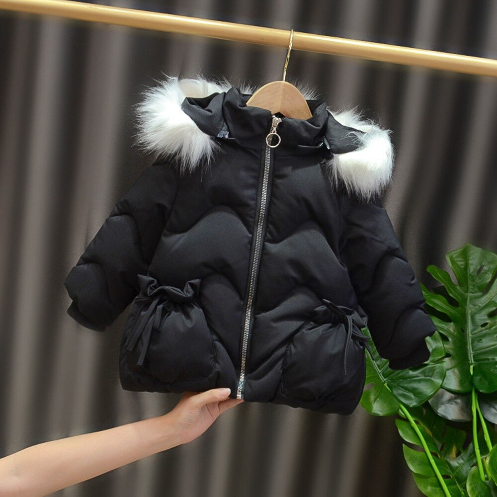 Warme winter kinderen baby meisjes jas baby's kinderen bont capuchon dikke prinses parka's bovenkleding casacos jassen sneeuwkleding  s11545