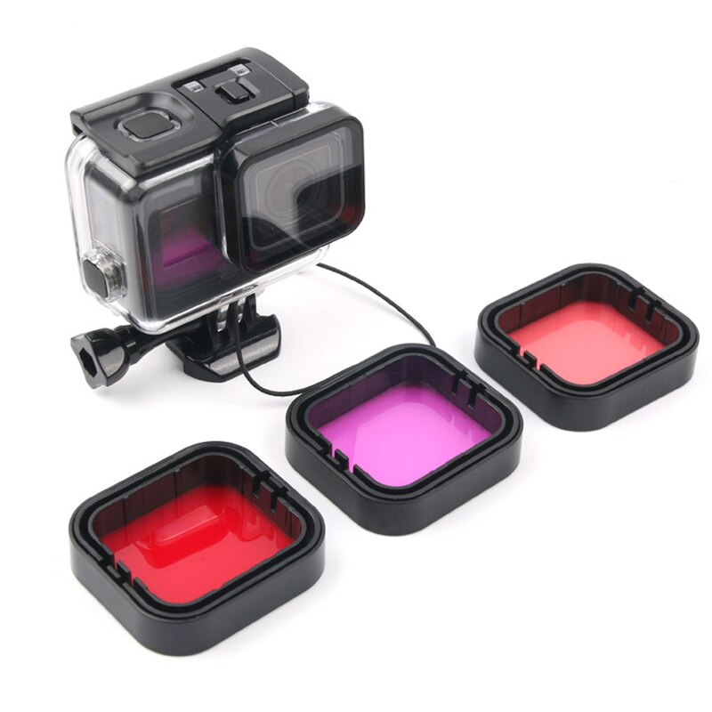 3Pcs Filters Kit Rood Roze Paars Snorkel duik Camera Lens UV Filter voor GoPro HERO 5 6 Hero 7 zwart originele Behuizing Case