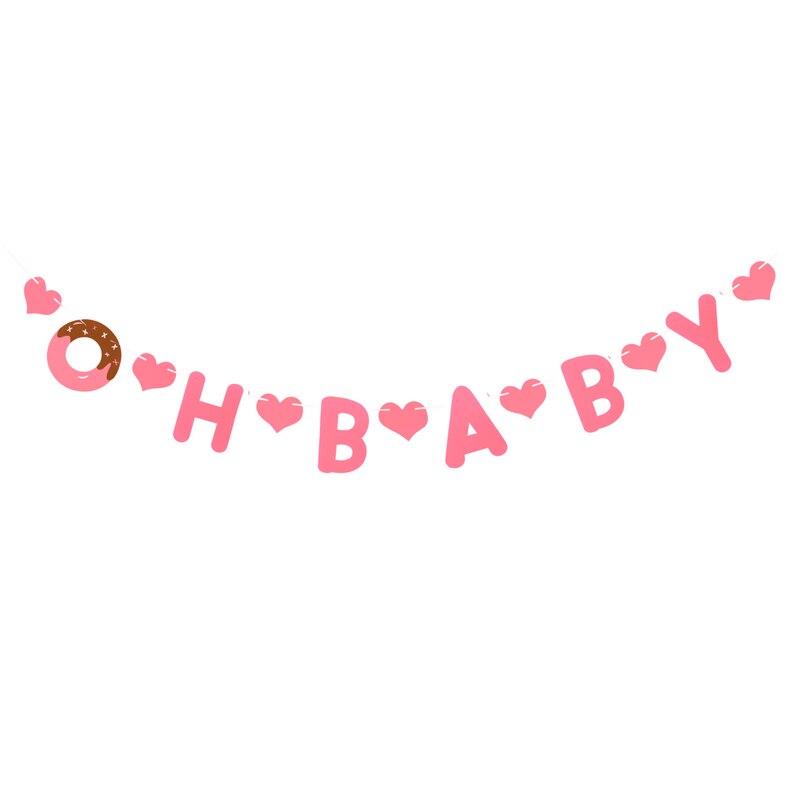1pc non-woven diy happy first birthday 2 jaar oud oh baby banner vlag jongens meisjes geslacht onthullen babyshower feestdecoratie: Roze ohbaby
