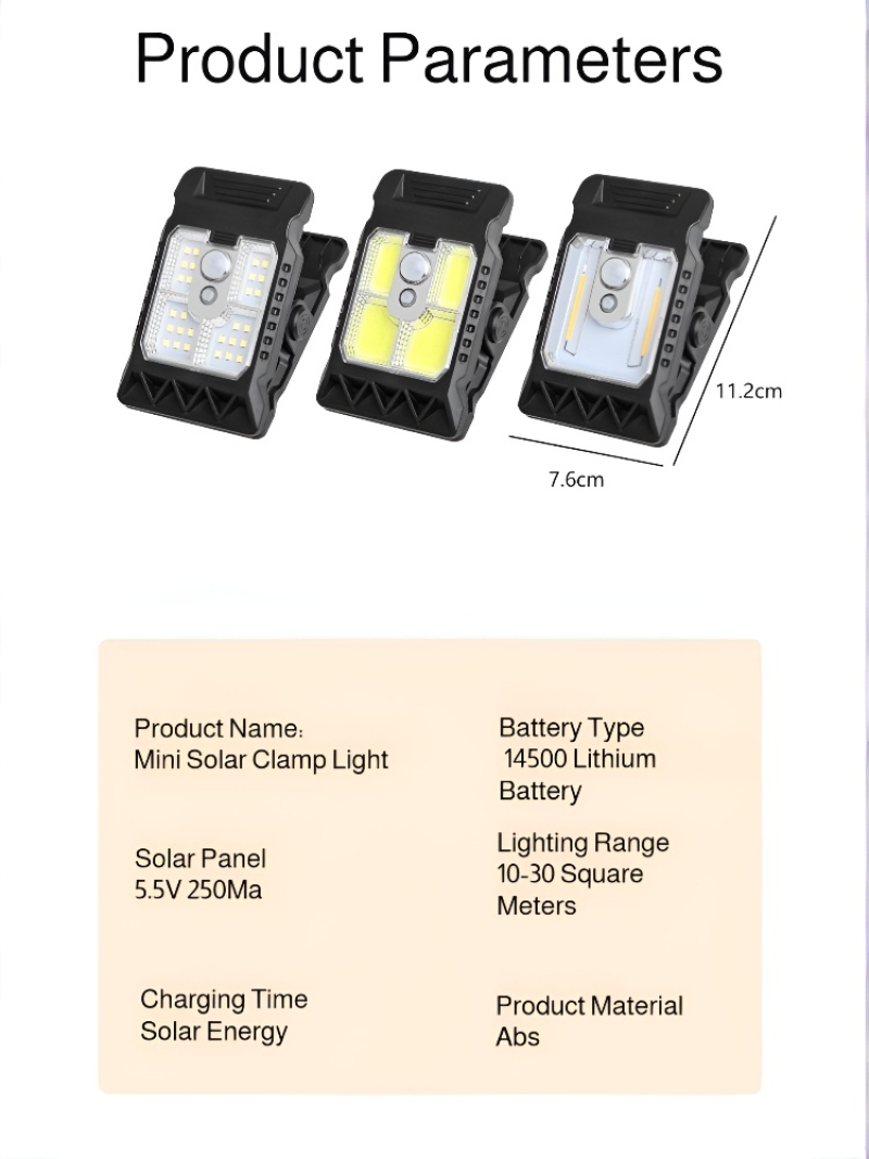 Soldrevet klipslampe, udendørs gårdlampe, hegnslampe til husholdningen, bevægelsessensorlampe, høj lysstyrke til havealtan