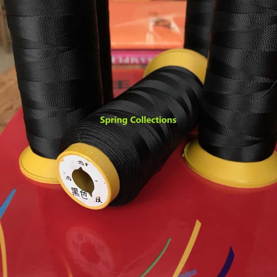 Hilo de coser 0,32 poliéster para sofá de cuero, tela vaquera de alta resistencia, 250D/2,250D/3, diámetro negro/blanco, 0,28/100% mm, 2 uds.