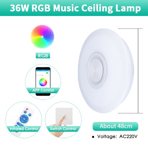 RGB Mordern LED Ceiling Light Dimmable 220V APP Remote Control Bluetooth & Music Speaker Colorful bedroom living room Smart Lamp