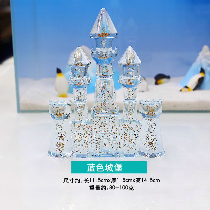 Aquarium Landschapsarchitectuur Kristallen Kasteel Simulatie Windmolen/Vissenstaart/Vraaggenezing Creatieve Decoratie Onderwaterwereld Landschap: Black