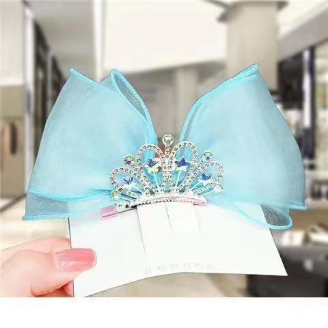 Lazos para el cabello de arcoíris Pastel, pinzas para el cabello con corona de princesa de Color degradado, horquilla con lazo de pie, pasador para niños, accesorios coreanos para el cabello: YELLOW