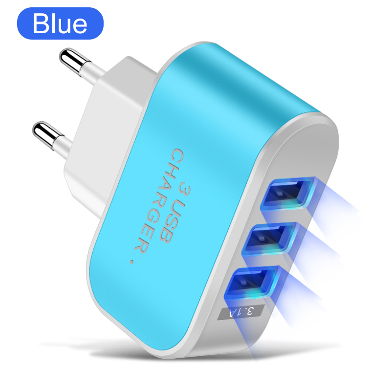 Tête de chargement multifonctionnelle à 3 Ports USB, 5V, 1a, chargeur de téléphone portable USB unique: DE