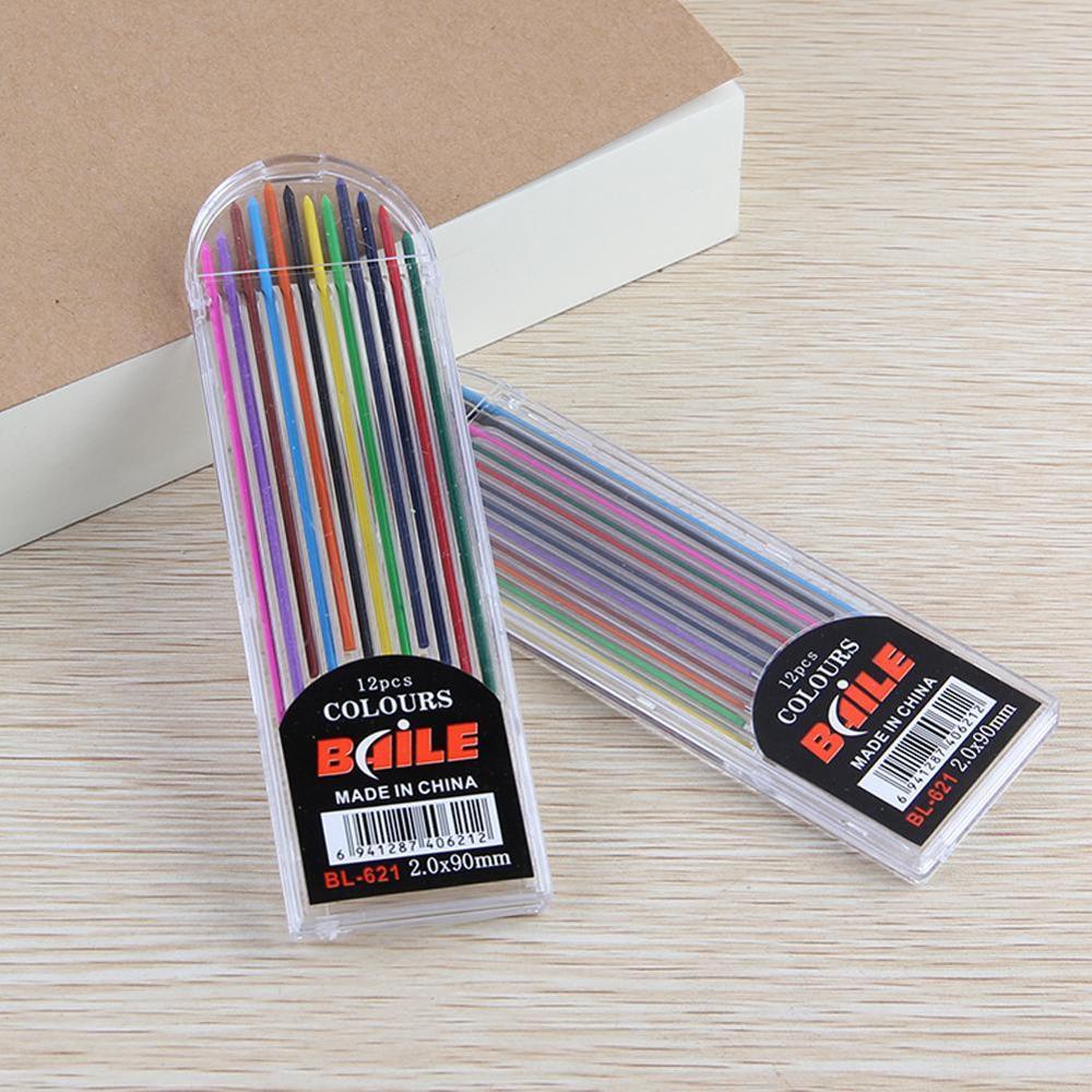 1 box Pencil Lead 2.0mm Mechanical pencil leads refills Stationery office Lubrication Writing Supplies School H7L7