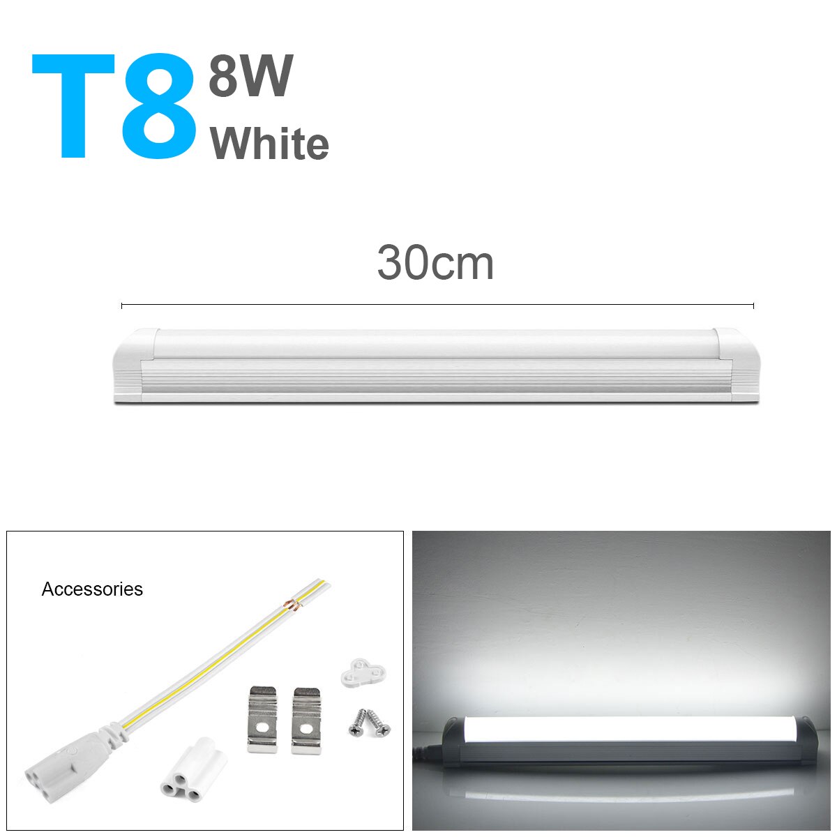 T5 LED Tube Lamp 220V T8 LED Light Bulb Bar Lights 30cm 60cm T5 Tube LED Fluorescent Tube Kitchen indoor Lighting: T8 8W White