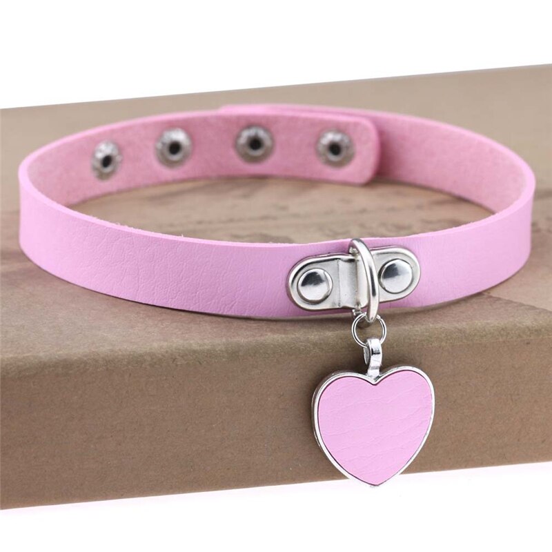 Heart Pendant PU Leather Choker Necklace Girls Punk Statement Jewelry Wedding Party Jewelry Accessories: 4